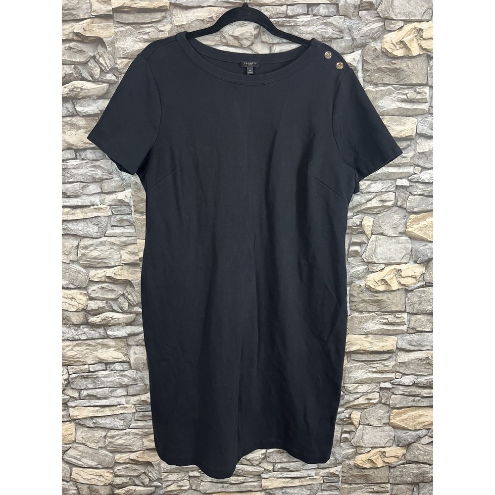 Talbots Dress Black Knit Sheath Sleeveless‎ Midi Office Neutral Capsule Sz 1X